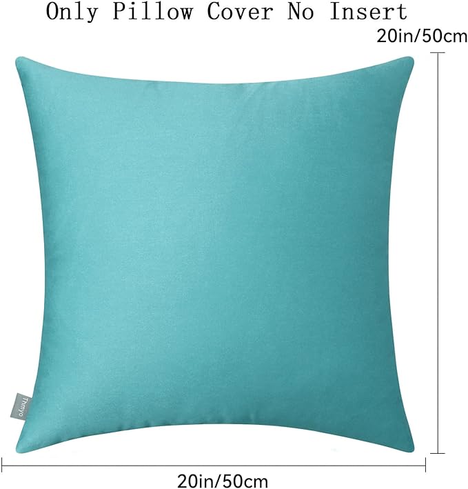 Thmyo 4-Pack 100% Cotton Comfortable Solid Decorative Throw Pillow Case Square Cushion Cover Pillowcase Sublimation Blank Pillow Covers DIY Throw Pillowcase for Sofa Bedroom(20x20 inch/ 50x50cm,Green)