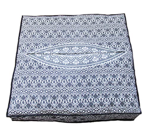 CRAFT KALA Mandala Floor Pillow Cushion Cover Seating Throw Cover Hippie Decorative Bohemian Ottoman Poufs Pom Pom Pillow Cases Boho Indian Cotton Living Room Yoga Home Décor (24" Square, Grey Ombre) - color: Grey Ombre, size: 24" x 24" (Pack of 1)