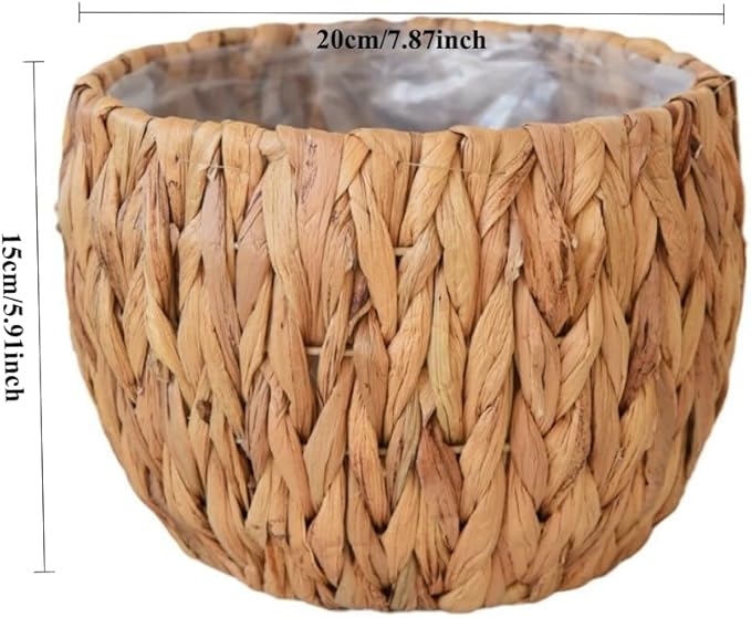 Handwoven Seagrass Plant Basket - Lightweight Decorative Storage for Indoor Garden(7.87inch)