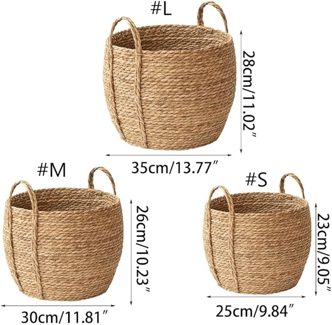 Wicker Planter Basket, Basket Planters for Indoor Plants, Rattan Grass Woven Flower Baskets, Planter Pot for Living Room,Floor Standing Storage,Balcony Garden Decoration (Large)