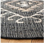 SAFAVIEH Kilim Collection 3' Round Black/Ivory KLM762Z Handmade Flatweave Premium Jute Entryway Foyer Living Room Bedroom Kitchen Area Rug