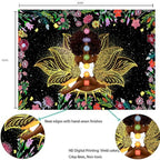 Ine Ive African Chakra Tapestry African American Woman Zen Meditation Poster Starry Sky Flower Garden Inspirational Afro Yoga Wall Art Tapestry for Bedroom Dorm Decor (90x84 inch) - size: 90"L x 84"W