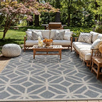 Rugshop Blue Contemporary Geometric Indoor/Outdoor Area Rug — Hose Washable for Living Room, Dining Room and Office, 9' x 12' - size: 8'8" x 12' (Rectangular)