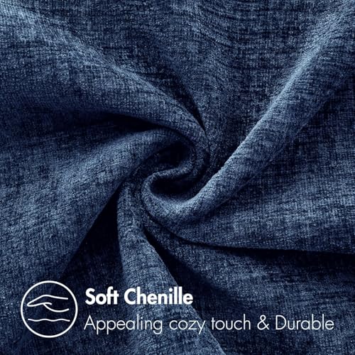 MIULEE Pack of 2 Couch Throw Pillow Covers 16x16 Inch Spring Soft Navy Chenille Pillow Covers for Sofa Living Room Solid Dyed Pillow Cases - color: Navy Blue, size: 16" x 16" (Pack of 2)