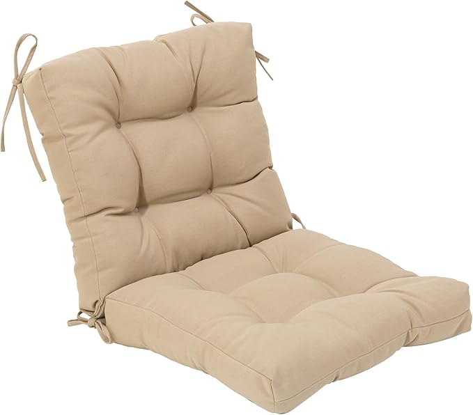 QILLOWAY Outdoor Seat/Back Chair Cushion Tufted Pillow, Spring/Summer Seasonal Replacement Cushions (Beige/Sand/Camel).