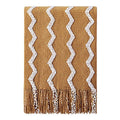 BOURINA Fluffy Chenille Knitted Fringe Throw Blanket Lightweight Soft Cozy for Bed Sofa Chair Throw Blankets, Dark Gold 50" x 60" - color: A-mustard, size: 50"×60"