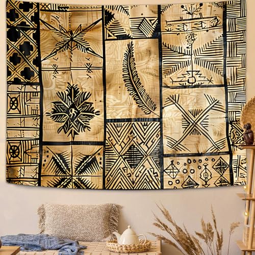 bzwcbei Polynesian Tapestry, Samoan Tapestry Aesthetics Wall Hanging for Bedroom, Tiki Traditional Pacific Island Tapa Tapestries Poster Blanket College Dorm Home Decor 40X30Inches - size: 40"L x 30"W