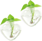 XXXFLOWER Wall Hanging Glass Terrariums，Clear Planters Propagation Station Glass Flower Vase,Air Plant Terrariums for Hydroponic Plants,Home Office Decor,Gifts,Heart-Shaped Set of 2