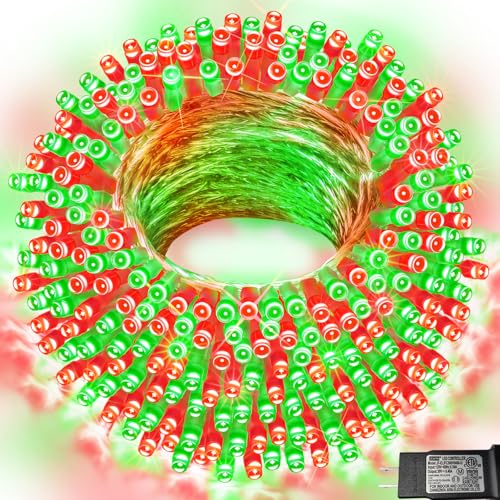 Red and Green Christmas String Lights, 66 ft 200 LED Christmas Lights Plug in, Indoor Outdoor Connectable 8 Modes Twinkle Fairy String Lights for Xmas Tree Wedding Bedroom Party, Clear Wire - color: Red and Green, size: 200LED