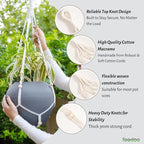 feedee Macrame Plant Hanger, Hanging Planters for Indoor Plants Holder with Wood Beads, Hanging Plant Holder for Indoor Outdoor, Gifts for Plant Lovers, Boho Home Decor Plant Hanger, Ivory