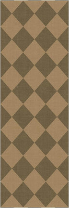 Lessymo Checkered Runner Rug 2x6 for Hallway, Washable Kitchen Runners Non Slip Easy Jute Entryway Rug, Farmhouse Geometric Indoor Carpet Outdoor Rugs for Patio Backyard Porch, Diamond Brown/Beige