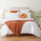 BATTILO HOME Rust Orange Throw Blanket for Couch, Soft Chenille Knit Throws with Tassels for Home Decor, Spring Caramel Throws for Couch Cover, 50"x60"