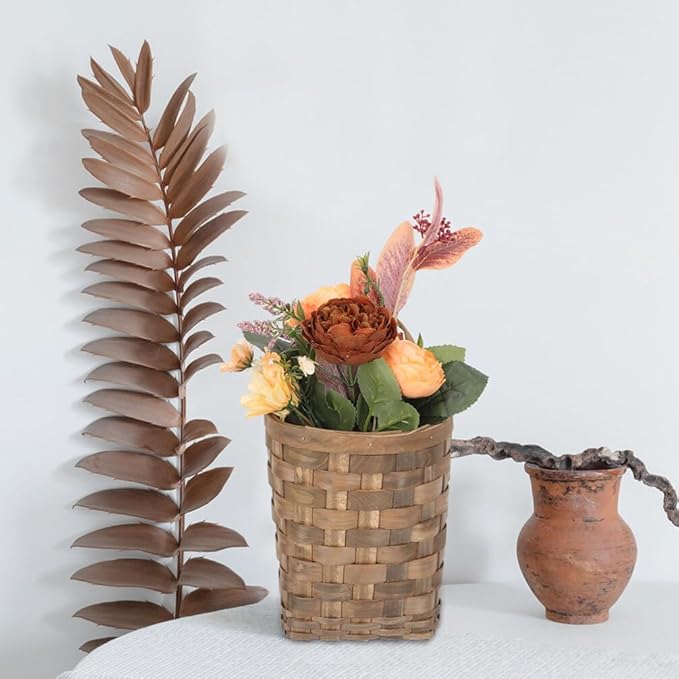 Cabilock Wall Hanging Woven Basket 7.48X6.69X5.31In Multi-Functional Storage Organizer for Kitchen Sundries Flower Holder and Fruit Vegetable Basket Space-Saving Wall Mounted