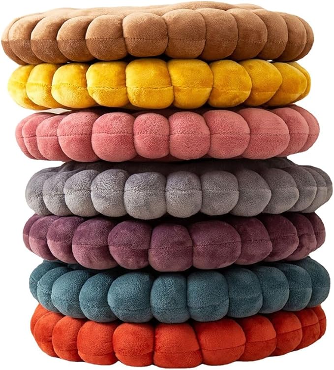 vctops Round Chair Pad Seat Cushion Solid Velvet Color Seat Pad Indoor Floor Cushion Super Soft Warm Chair Cushion Pad for Home Kitchen Dining Room Office (Coffee,16")