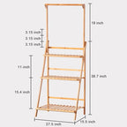 COPREE Bamboo 3-Tier Hanging Plant Stand Planter Shelves Flower Pot Organizer Rack Folding Display Shelving Plants Shelf Unit Holder