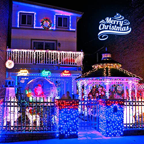 JMEXSUSS 600 LED Blue Solar Christmas Lights, 206.7ft Blue Christmas Lights Outdoor Waterproof, 8 Modes Solar Light Outdoor for Yard Patio Tree Garden Party Bushes Xams Decorations - color: Blue, size: 600LED*1