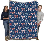 Pure Country Weavers Patriotic Bows - Americana Gift Tapestry Throw Blanket Woven from Cotton - Made in The USA (72x54) - color: Patriotic Bows, size: 72x54