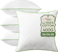 Ashler 14x14 Pillows Insert (Set of 4) - Throw Pillow Inserts with 100% Cotton Cover - 14 Inch Square Interior Sofa Stuffer Pillow Inserts -Decorative White Couch Pillow