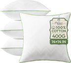 Ashler 14x14 Pillows Insert (Set of 4) - Throw Pillow Inserts with 100% Cotton Cover - 14 Inch Square Interior Sofa Stuffer Pillow Inserts -Decorative White Couch Pillow