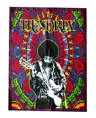 Rastogi Handicrafts Hendrix Guitar 40" X 30" Poster Size Tapestry Decorative Indian Dorm Decor Cotton Tapestry Indian Multi Colored Wall Poster Indian Deity (RH-144) - color: Rh-144