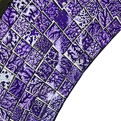 24" Round Rainbow Mosaic Wall Mirror, Multicolor Glass Tile Frame, Bohemian Decorative Accent Mirror for Living Room, Bathroom, Bedroom, Entryway, Wall Mount (MI-8129_Ultra-Violet) - color: Mi-8129_ultra-violet
