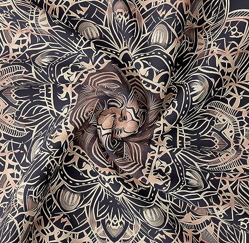 Tapzen Boho Mystic Mandala Wall Hanging - Ethnic Vintage Bohemian Tapestry for Bedroom Aesthetic - Hippy Gypsy Peacock Chakra Design - Ombre Golden Shades - 60 x 40 inches - size: 60"L x 40"W