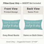 Decorative Throw Pillow Covers 12x20 Inch Set of 2 – Turquoise Christian Lumbar Pillowcase – Give It to God and Go to Sleep/Relax God’s Got This – Beach Faith Bedroom Bed Decor