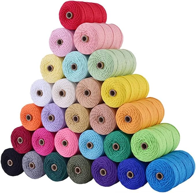FLIPPED 100% Natural Macrame Cord,3mm x328 Yards Macrame Cords Colored Macrame Cotton Rope Craft Cord for DIY Crafts Knitting Plant Hangers Christmas Wedding Decor (Beige/Natural Color, 3mm328yards)