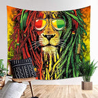 Simsant Rasta Rastafarian Lion Head Bob Tapestry Wall Hanging for Living Room Bedroom Dorm - Psychedelic Decor (92.5"x70.9") - size: 92.5"L x 70.9"W