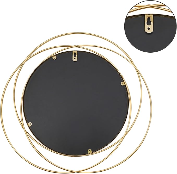 3 Set 9.5 Inch Gold Circle Mirrors Wall Decor Iron Frame Wire Mirror Metal Circular Mirror Home Decor Hanging Mirrors for Room/Bedroom/Bathroom/Entryway