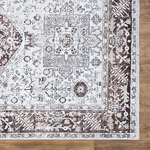 Bloom Rugs Washable Non-Slip 2x3 Rug - Beige/Brown Traditional Oriental Area Rug for Living Room, Bedroom, Dining Room, and Kitchen - Exact Size: 2' x 3' - color: Beige / Brown, size: 2' x 3' (Rectangular)
