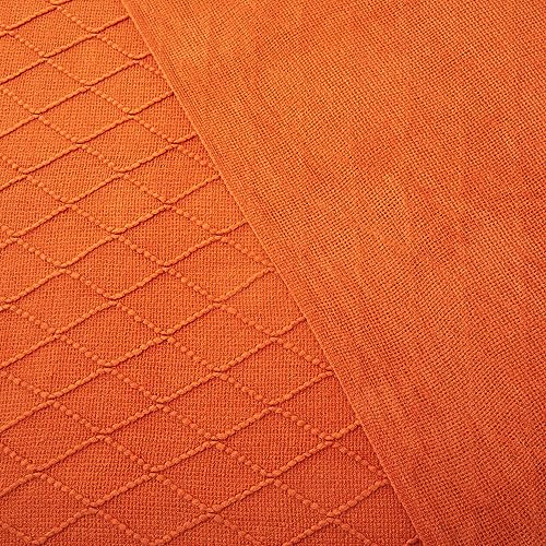 Acrylic Knitted Throw Blanket, Lightweight and Soft Cozy Decorative Woven Blanket with Tassels for Couch, Bed, Sofa, Travel, Suitable for All Seasons, 50 x 60 Inches, Orange - color: Orange