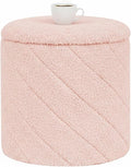 B FSOBEIIALEO Ottoman with Stroage, Boucle Round Storage Ottoman with Tray,Foot Rest Stool for Dorm Room, Living Room Pink, 12.99"x12.99"x13.78"