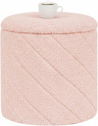 B FSOBEIIALEO Ottoman with Stroage, Boucle Round Storage Ottoman with Tray,Foot Rest Stool for Dorm Room, Living Room Pink, 12.99"x12.99"x13.78"
