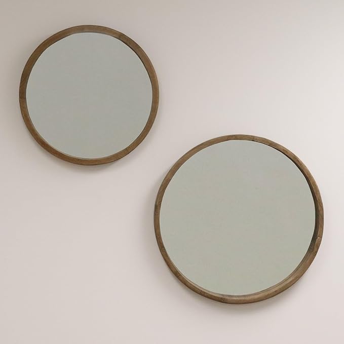 Rutledge & King Wall Mirror - Rustic Round Mirror - Decorative Circle Mirrors for Bathrooms, Living Rooms, and Bedrooms (1 Pack, Midwood - Large)
