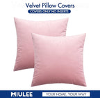 MIULEE Velvet Throw Pillow Covers 20x20 Inch, Pack of 2 - Bright Pink, Soft Solid Decorative Pillow Covers Cushion Cases Modern Luxury Valentines Home Decor for Spring Couch Sofa Bedroom Livingroom