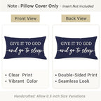 Christian Pillow Covers 12x20 for Bed Set of 2 – Navy Blue Faith Lumbar Cushion Case – Give It to God and Go to Sleep/Relax God’s Got This – Inspirational Gift for Him