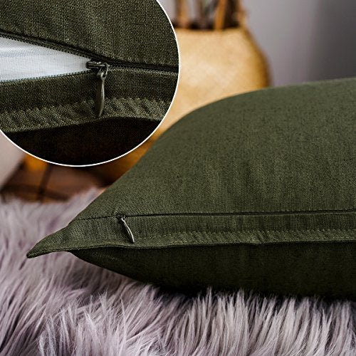 Jeanerlor Solid Cotton Linen Decoration Toss Throw Pillow Sham Cushion Case Special Pillow Cover Delicate Decorative Pillowcase for Bed/Chair/Couch, 18"x18"(45 x 45cm), Olive Green - color: Olive Green, size: 18" x 18" (Pack of 1)