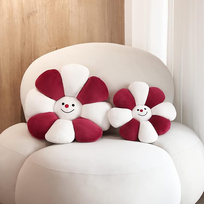 Sioloc Flower Shaped Throw Pillow - Christmas Decor, Plush Floor Pillow & Seating Cushion for Bedroom, Sofa, Chair (Snowman, 15.7Inch)