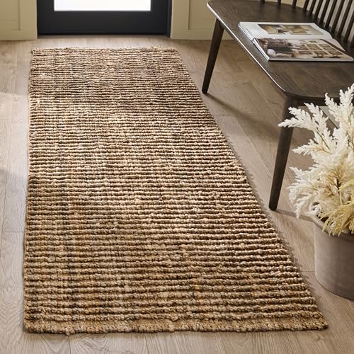 SAFAVIEH Natural Fiber Collection Runner Rug - 2'6" x 8', Natural Brown, Handmade Jute, Farmhouse Style, Chunky Textured Thick Pile (NF447A) - color: Natural, size: 2'6" x 8' (Runner)