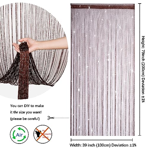Hysenm 2 Pack 39 x 79 Inch Beaded Curtain String Door Curtains, Hippie Room Decor Closet Beaded Curtains for Doorway, Room Divider Privacy Decor, Boho Home Decoration for Bedroom, Party, Brown - color: Brown