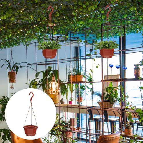DOITOOL 10Pcs Plastic Hanging Planters, 6.29" Hanging Flower Pots Plant Basket Planter for Outdoor Indoor Plants Garden Balcony Decoration - color: Brown