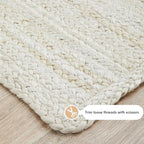 100% Jute Area Rug 5x8 Feet- Braided Design Hand Woven Off-White Natural Fibers Carpet - Home Decor for Living Room Hallways (5' x 8', Off-White)