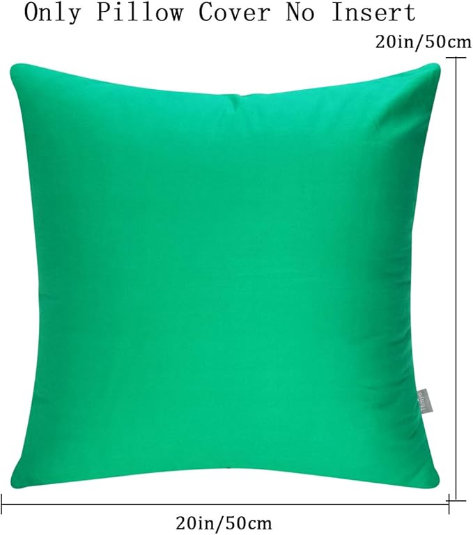 4-Pack 100% Cotton Comfortable Solid Decorative Throw Pillow Case,Thmyo Square Cushion Cover Pillowcase Sublimation Blank Pillow Covers DIY Throw Pillowcase for Sofa(20x20 inch/ 50x50cm,Bright Green)