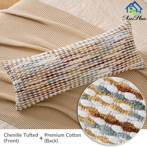 AmHoo Boho Chenille Pillow Cover Decorative Tufted Pillowcase for Couch Bed Sofa Bedroom Living Room Modern 14 x 36-Inch Brown - color: Brown, size: 36" x 14" (Pack of 1)