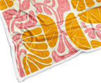Boho Abstract Colorful Floral Throw Blanket, Vintage Retro Patchwork Orange Pink Flower Botanical Geometric Aesthetic Groovy Flannel Throw Blanket for Chair Bed Sofa Couch, 60X80IN