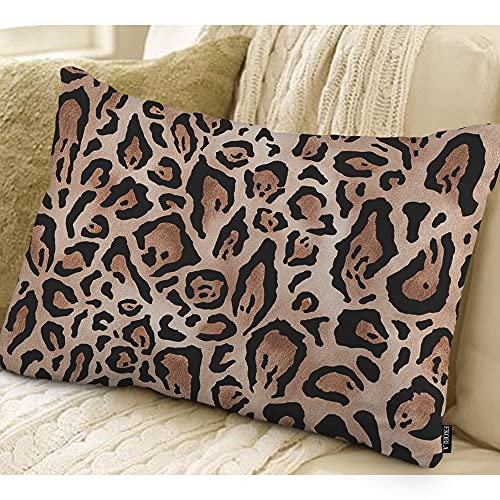 EKOBLA Leopard Skin Throw Pillow Case Cover Real Jaguar Print Brown Camouflage Cotton Linen Throw Pillow Cases Cushion Cover Sofa Home Office Rectangle Pillowcovers 12x20 Inches - color: Multi-bs20, size: 20" x 12" (Pack of 1)