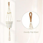 BB FUN HOUSE Plant Hanger Indoor Hanging Planter Basket with Wood Beads Decorative Flower Pot Holder No Tassels for Indoor Outdoor Boho Home Decor 35 Inch (POTS NOT Included)