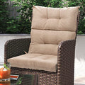 Magpie Fabrics Indoor Outdoor Tufted High Back Chair Cushion Set of 2, Waterproof All-Weather Deep Seating Rocking Chair Patio Garden Chaise Lounge Sun Lounger Chair Cushions(Beige Linen) - color: Beige Linen