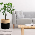 Woven Cotton Rope Plant Basket for 10.5" Flower Pot Floor Indoor Planters Flower Pot, Home Decor Storage Organizer H11 x W11 Black&Brown